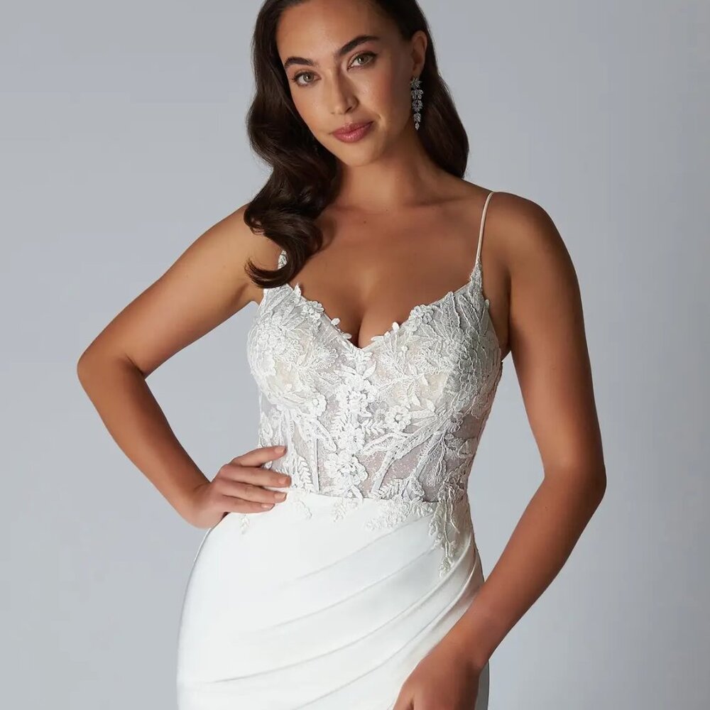 Azazie Rosalina Wedding Dress in Diamond White with Custom Alterations